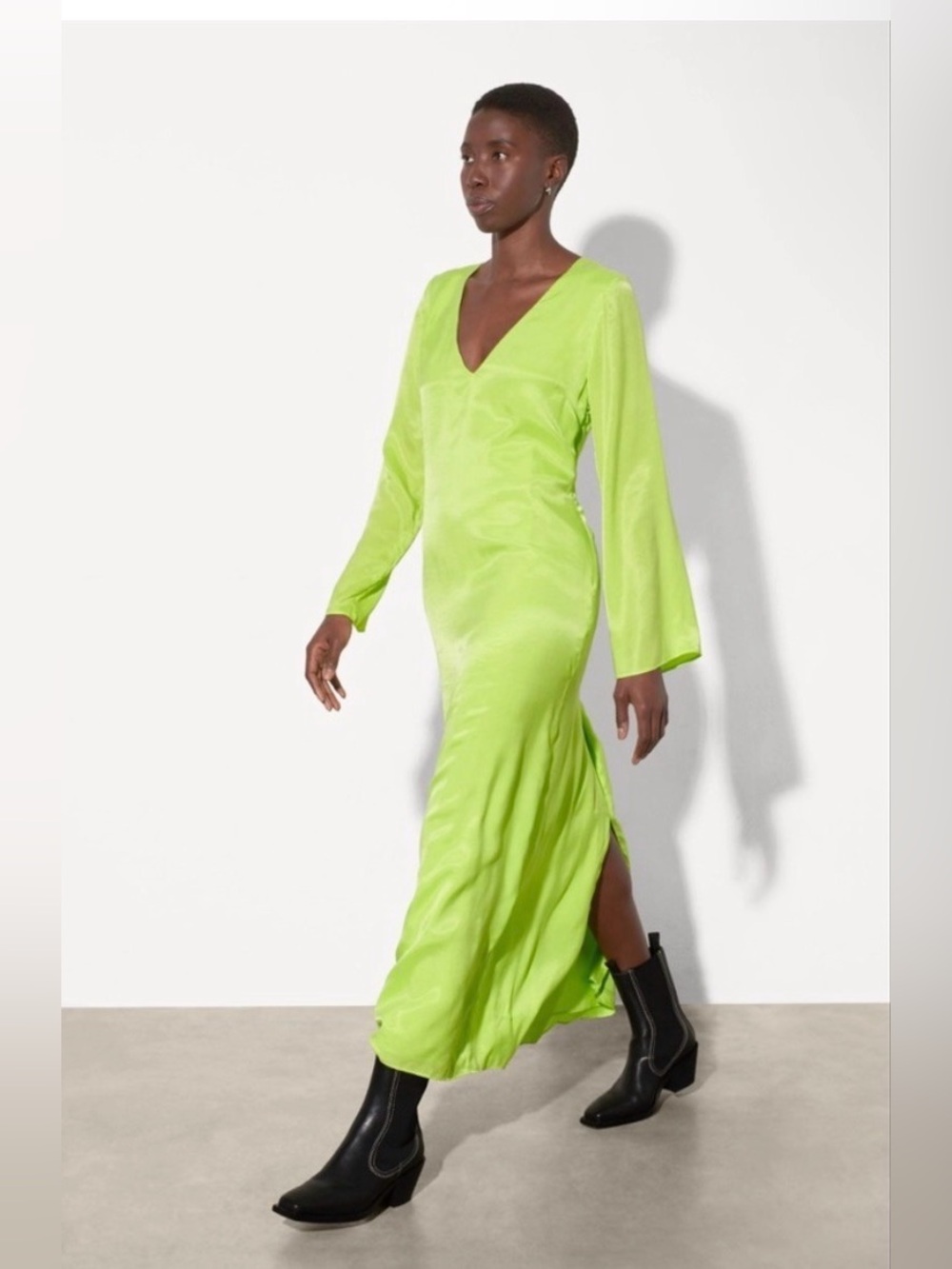 Mara Hoffman Naliyah Chartreuse Tencel Midi Dress NWT Size 4